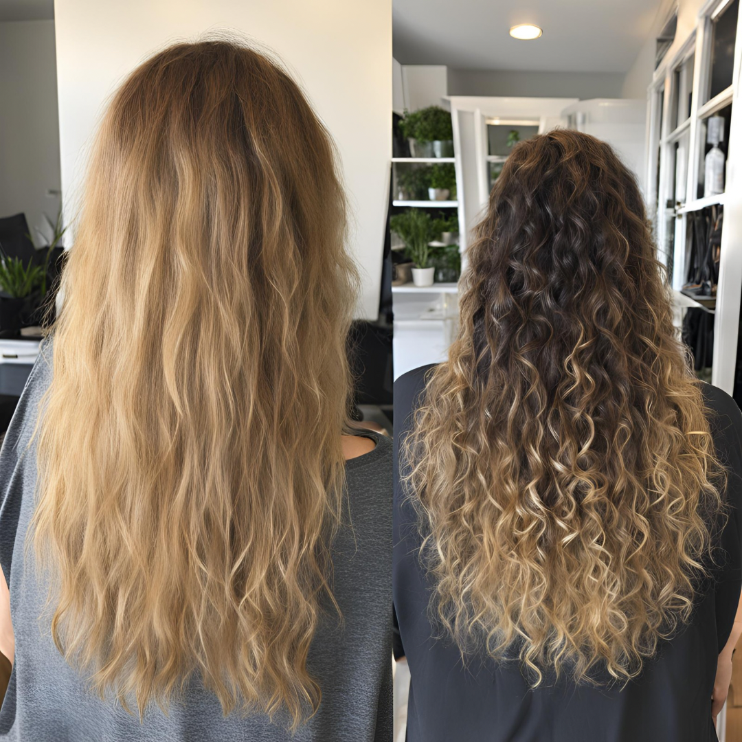 Lush and Luxe Hair curly girl before and after Using silk pillowslip 2